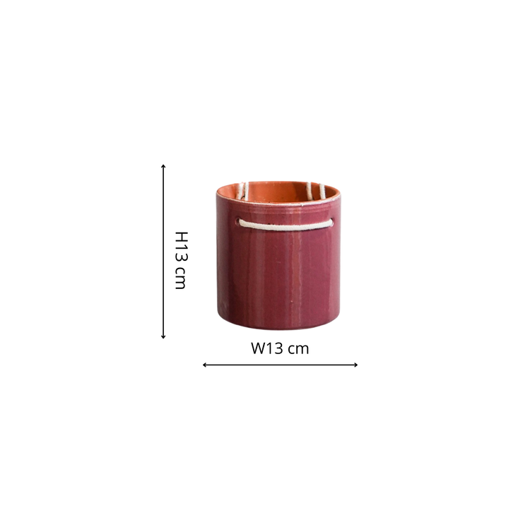 Ivyline - Kai Hanging Cylinder Planter H13cm D13cm: Cherry / Ceramic / English