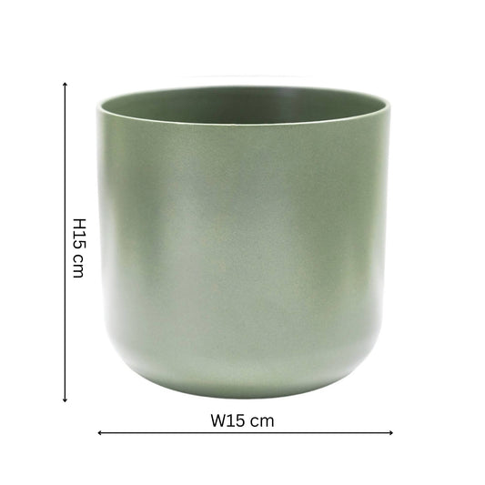 Ivyline - Lisbon Ceramic Indoor Planter H15cm D15cm: Sage