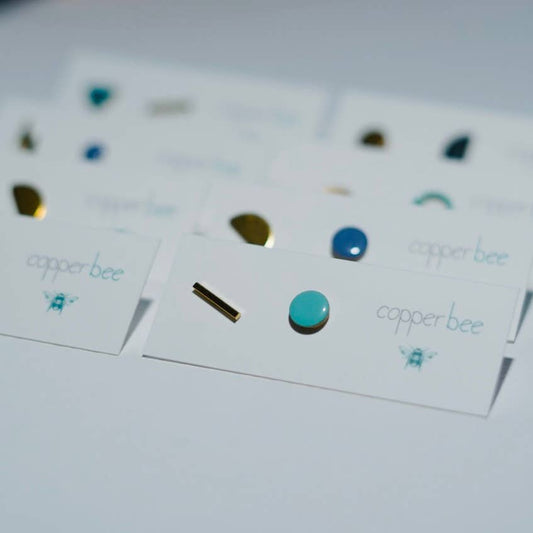 Copper Bee - Small Mismatch Enamel Geometric Studs