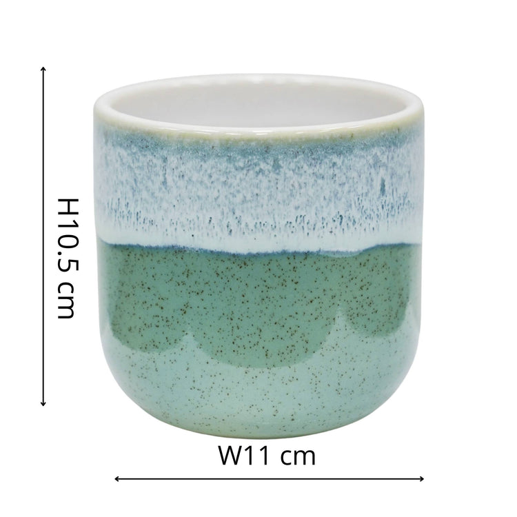 Ivyline - Jodie Dipped Reactive Glaze Planter H12cm D13.5cm: Green / Stoneware / 13.5 cm