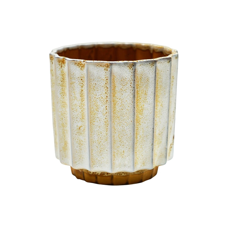 Ivyline - Lugano Scalloped Reactive Planter: Mustard / 16 cm
