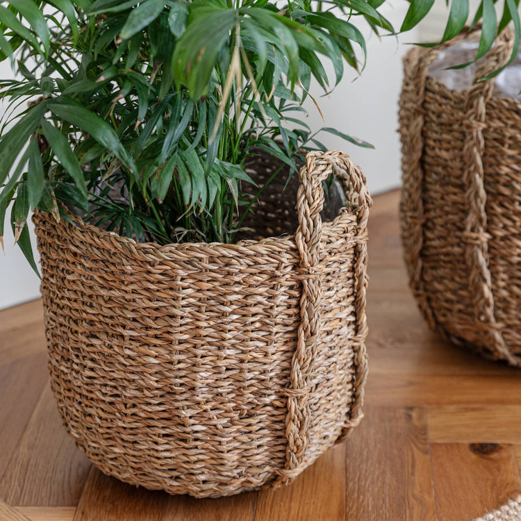 Ivyline - Tenno Natural Seagrass Indoor Lined Basket Planter