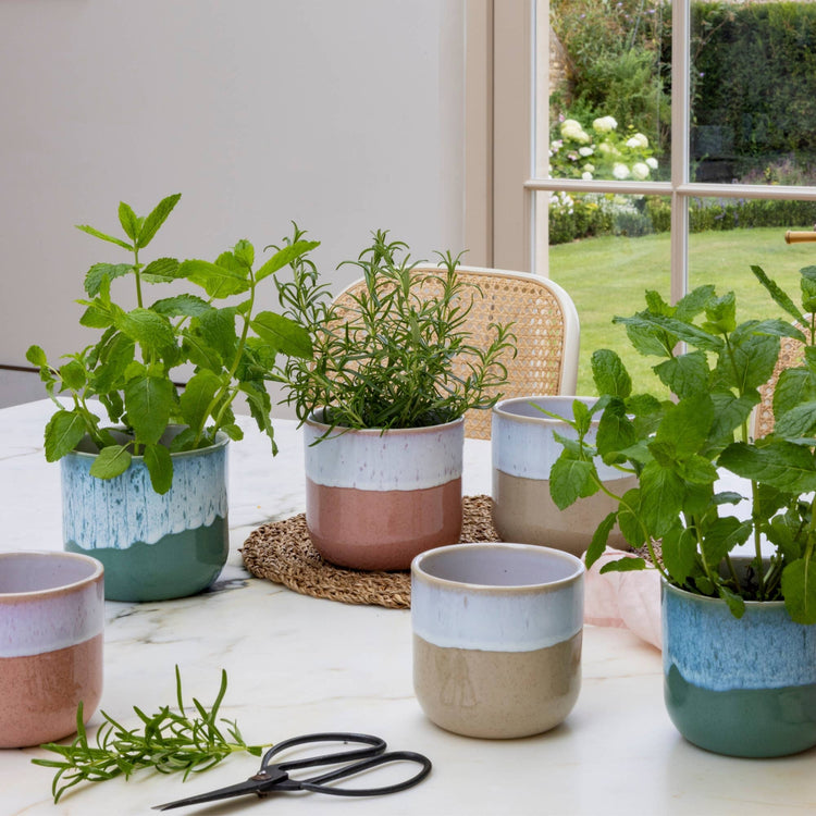 Ivyline - Jodie Dipped Reactive Glaze Planter H12cm D13.5cm: Pink / Stoneware / 13.5 cm