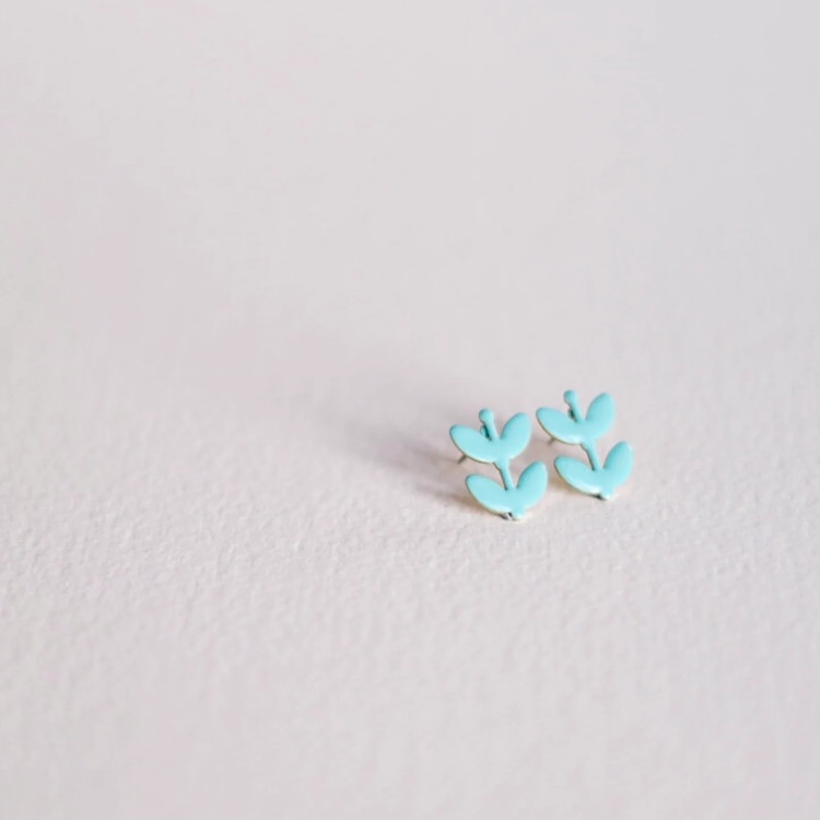 Copper Bee - Cut Out Flower Enamelled Studs: Warm yellow