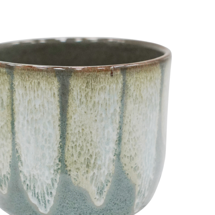 Ivyline - Rowe Drip Reactive Glaze Planter H15cm D16cm: Green / Red clay / 16 cm