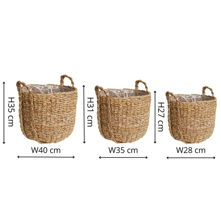 Ivyline - Tenno Natural Seagrass Indoor Lined Basket Planter