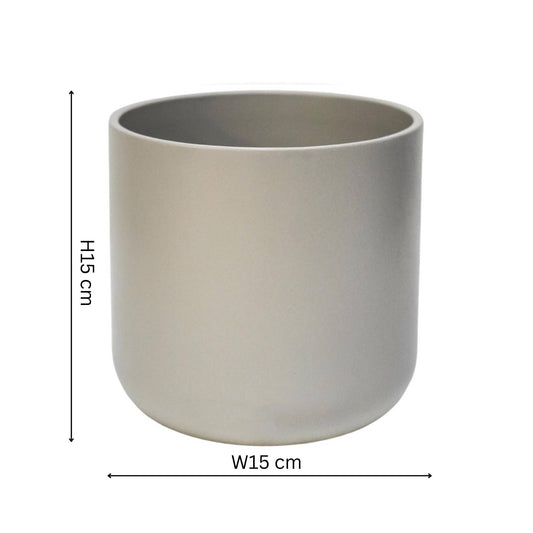 Ivyline - Lisbon Ceramic Indoor Planter H15cm D15cm: Light Grey