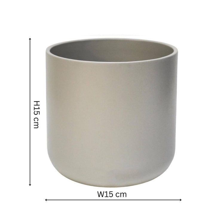 Ivyline - Lisbon Ceramic Indoor Planter H15cm D15cm: Light Grey