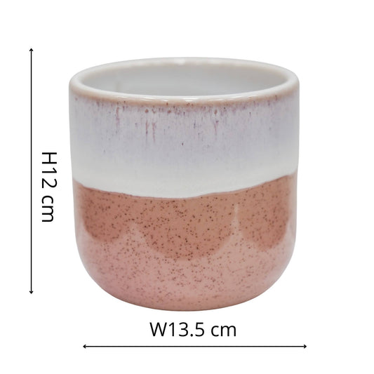 Ivyline - Jodie Dipped Reactive Glaze Planter H12cm D13.5cm: Pink / Stoneware / 13.5 cm