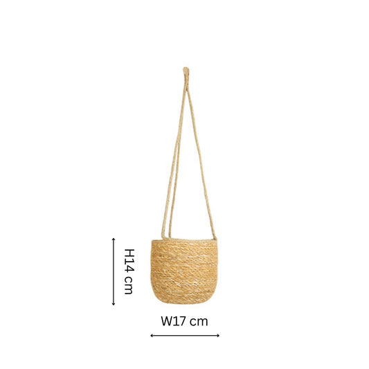 Ivyline - Odda Hanging Natural Seagrass Lined Indoor Planter: H14cm x D17cm