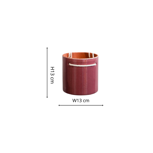 Ivyline - Kai Hanging Cylinder Planter H13cm D13cm: Cherry / Ceramic / English