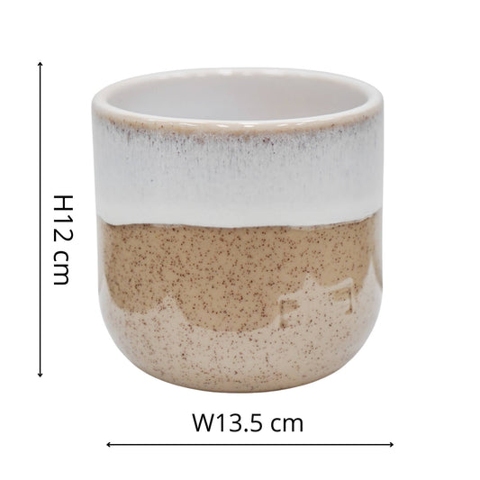 Ivyline - Jodie Dipped Reactive Glaze Planter H12cm D13.5cm: Beige / Stoneware / 13.5 cm