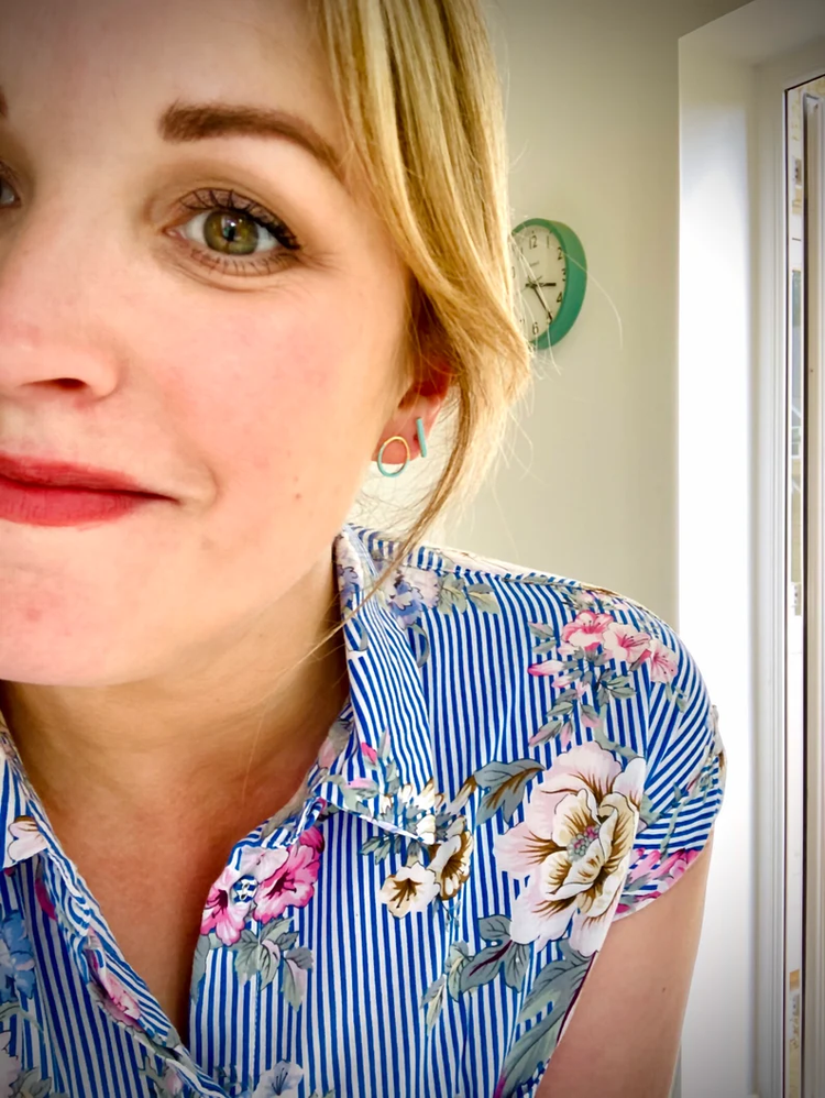 Copper Bee - Small Mismatch Enamel Geometric Studs