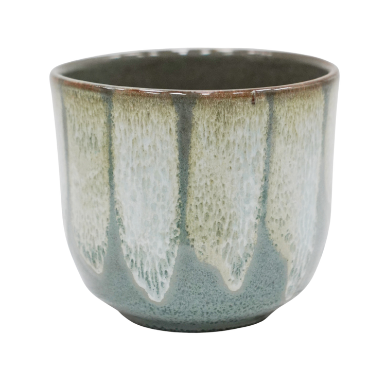 Ivyline - Rowe Drip Reactive Glaze Planter H15cm D16cm: Green / Red clay / 16 cm