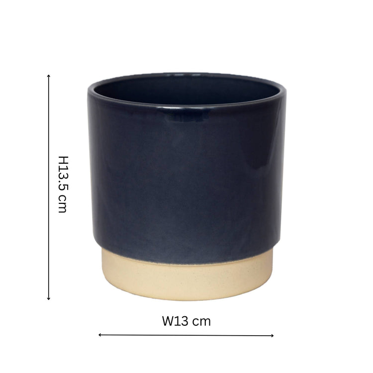 Ivyline - Enos Ceramic Indoor Plant Pot H13.5cm D13cm: Blue