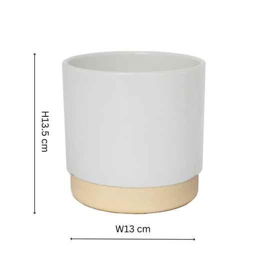Ivyline - Enos Ceramic Indoor Plant Pot H13.5cm D13cm: White